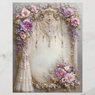 Pink Purple Vintage Junk Journal Scrapbook Paper