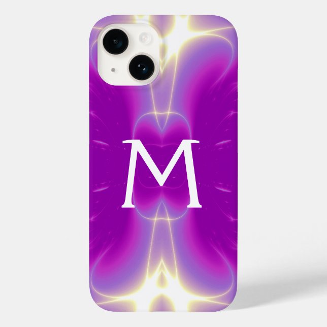 PINK PURPLE VIOLET FRACTAL LIGHT WAVES MONOGRAM Case-Mate iPhone CASE (Back)