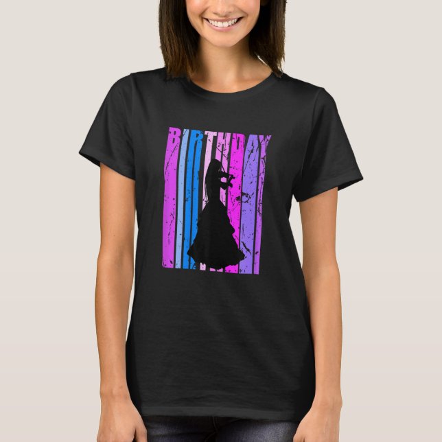 Pink Purple Violin Girl Violinist Girls Musical Or T-Shirt (Front)