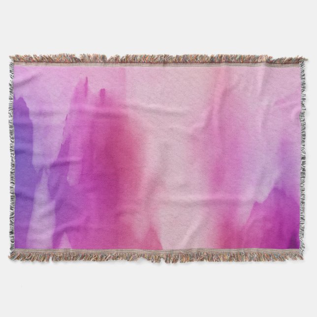 Pink & Purple Water Colour Positive Space Throw Blanket (Front)