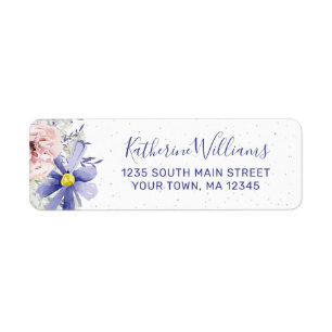 Pink Purple Watercolor Floral Return Address Return Address Label