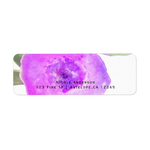 Pink Purple Watercolor Flower Party Invitation Return Address Label