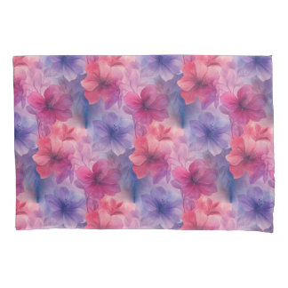 Pink & Purple Watercolor Hibiscus Floral  Pillowcase