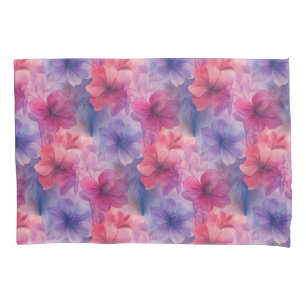 Pink & Purple Watercolor Hibiscus Floral Throw Pil Pillowcase