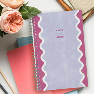 Pink Purple Wavy Lines Spiral Journal Notebook