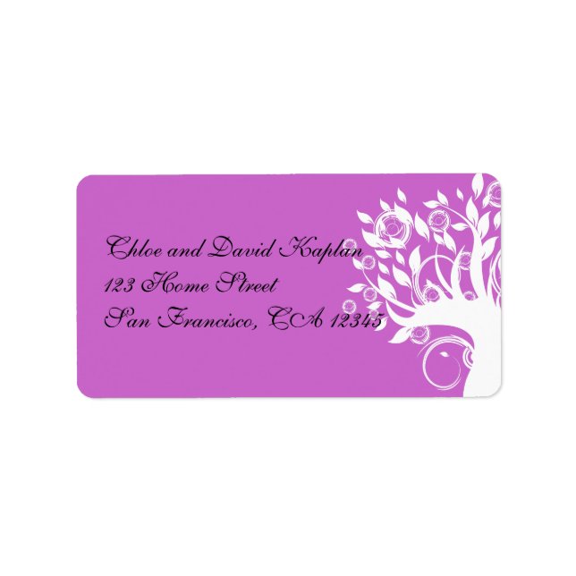 Pink Purple Wedding Address Label Tree (Front)