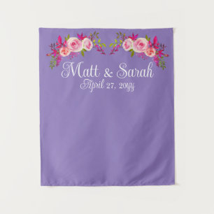 Pink Purple Wedding Backdrop Reception Photo Booth Tapestry