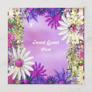 Pink purple wedding birthday engagement invitation