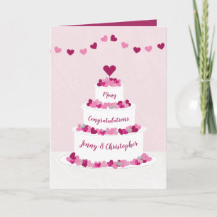 pink & purple wedding cake congratulations card