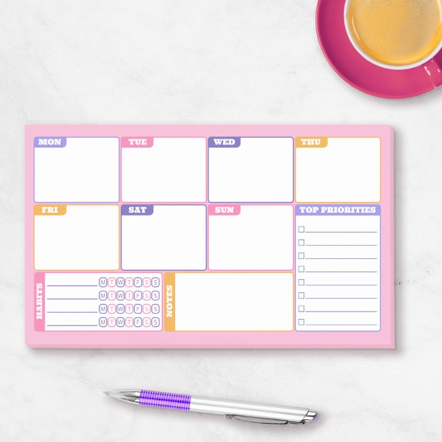 Pink Purple Weekly Planner Habits & To Do's Post-it Notes (Creator Uploaded)