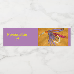 "Pink & Purple" wet fly fly tying fly fishing art Water Bottle Label