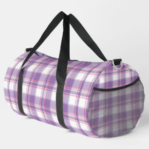 Pink, Purple, White and Blue Plaid Duffle Bag