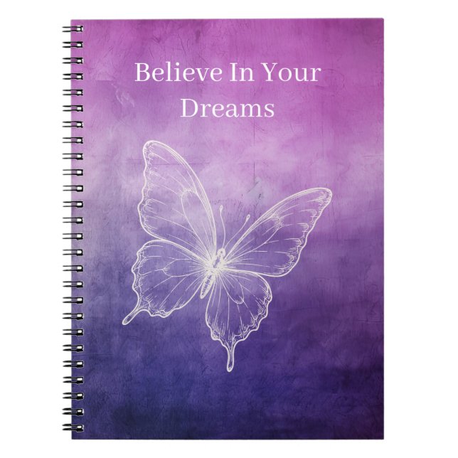 Pink Purple White Butterfly Notebook (Front)
