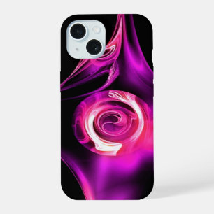 PINK PURPLE WHITE FRACTAL ROSE iPhone 15 CASE