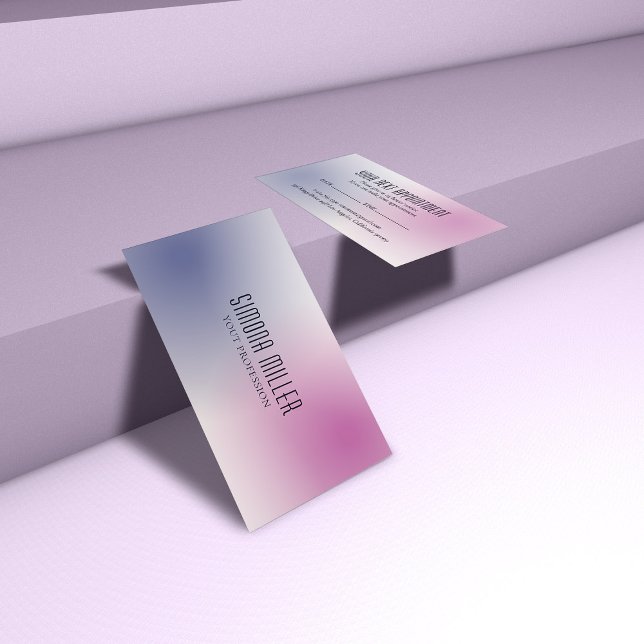 Pink Purple White Minimalist Aesthetic Gradient Business Card (Creator Uploaded)
