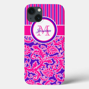 Pink Purple White Striped Damask 2 iPad Air Case