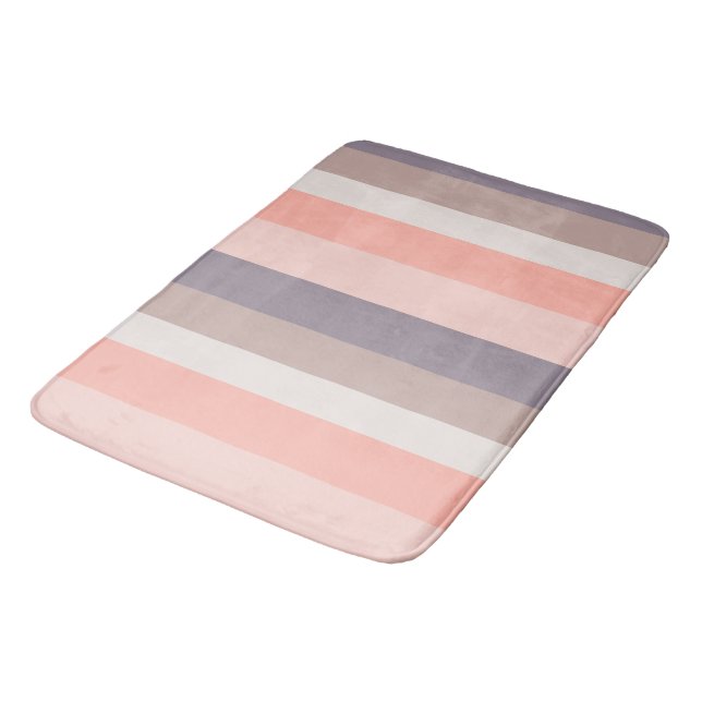pink, purple, white stripes bath mat (Angled)