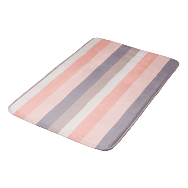 pink, purple, white stripes bath mat (Angled)