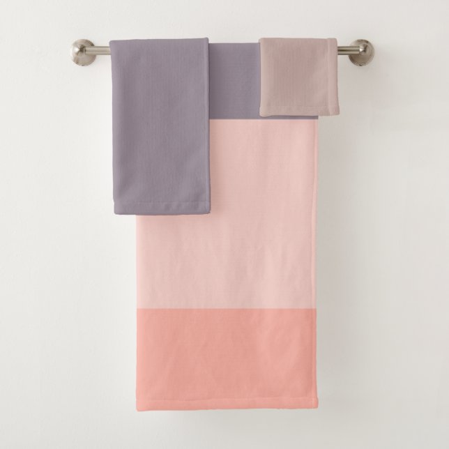 pink, purple, white stripes bath towel set (Insitu)