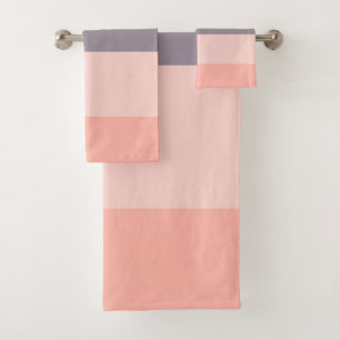 pink, purple, white stripes bath towel set