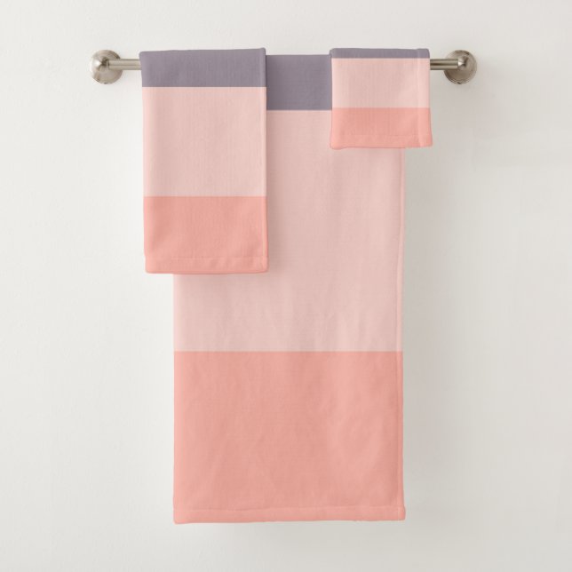 pink, purple, white stripes bath towel set (Insitu)