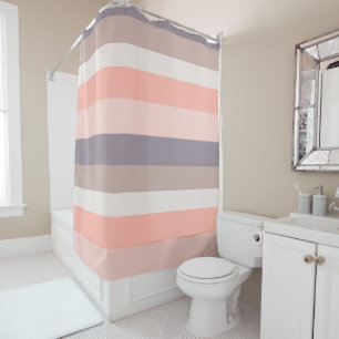 pink, purple, white stripes shower curtain