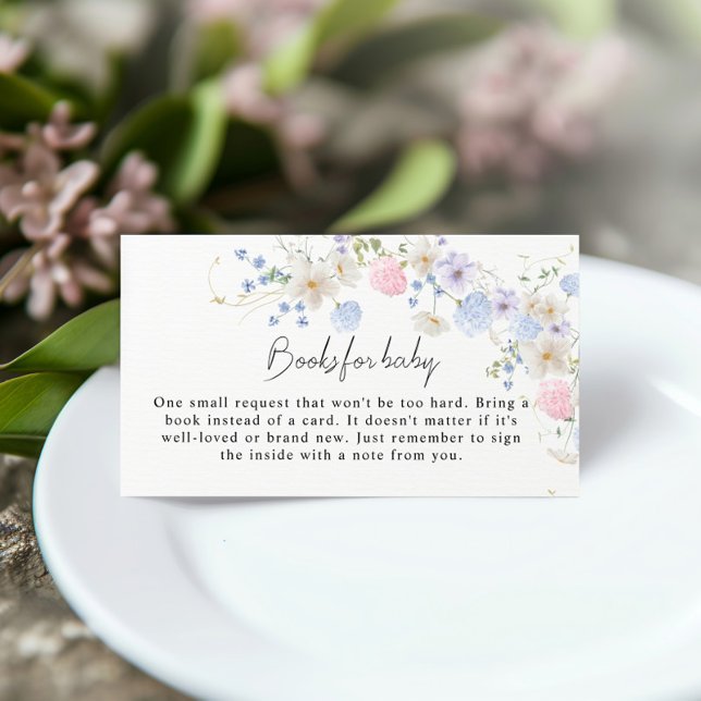 Pink Purple Wildflower Baby Shower Books for Baby Enclosure Card (Creator Uploaded)