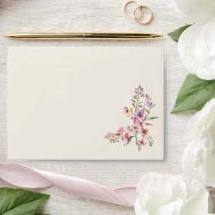 Pink Purple Wildflower Boho Wedding Return Address Envelope