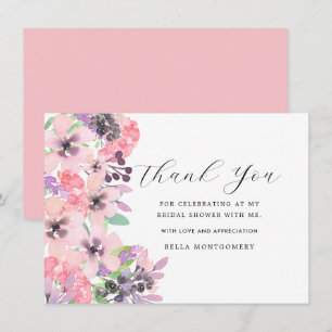 Pink Purple Wildflower Bridal Shower Thank You