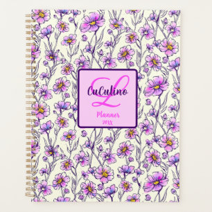 Pink Purple Wildflower Floral Design Planner