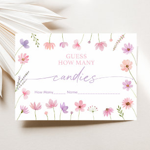 Pink Purple Wildflower Guess How Many Shower Game Enclosure Card