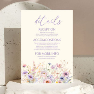 Pink Purple Wildflower Meadow Wedding Details Enclosure Card