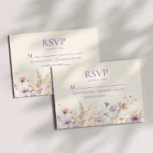 Pink Purple Wildflower Meadow Wedding RSVP Card