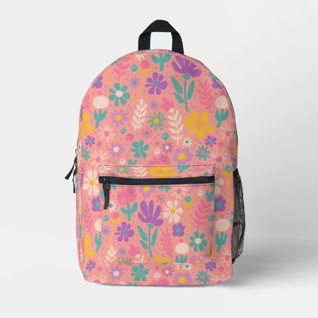 Pink & Purple Wildflower School Backpack (Front)