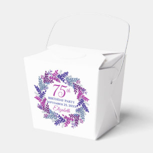 Pink Purple Wreath 75th Birthday Party Favour Box
