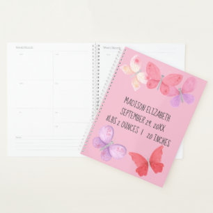 Pink Purple Yellow Butterflies Baby First Year Planner