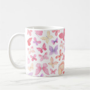 Pink Purple Yellow Butterflies Coffee Mug