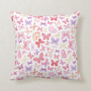 Pink Purple Yellow Butterflies Cushion