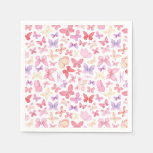 Pink Purple Yellow Butterflies Party Napkin