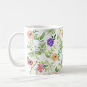 Pink Purple Yellow Floral Flowers Coffee Mug
