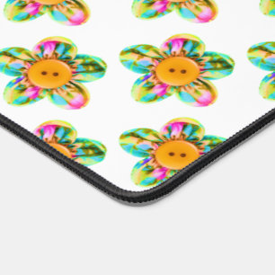 Pink, purple, yellow flowers desk mat
