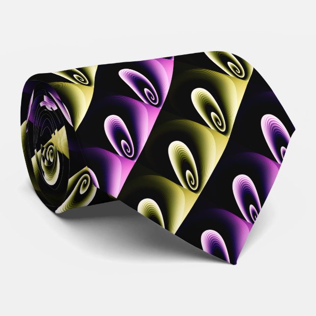 Pink Purple Yellow Gold Green COOL Modern Pattern Tie (Rolled)