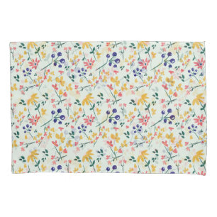 Pink Purple Yellow Green elegant Floral Pattern  Pillowcase