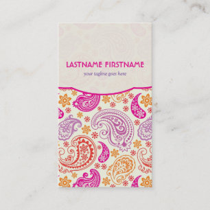 Pink Purple & Yellow Paisley Ham Pattern Design Business Card
