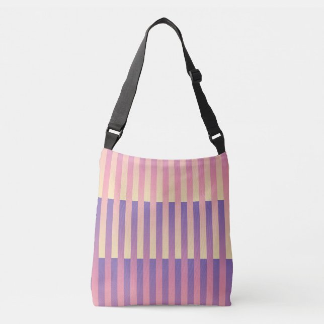 Pink Purple Yellow Striped Pattern  Crossbody Bag (Front)
