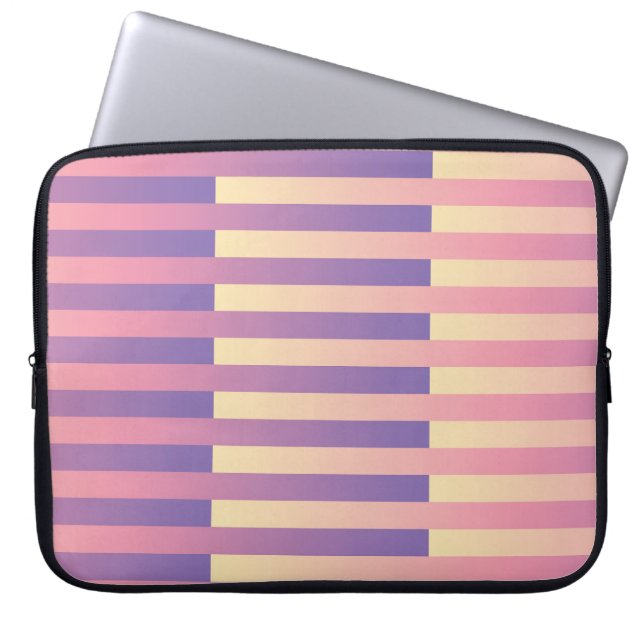 Pink Purple Yellow Striped Pattern  Laptop Sleeve (Front)