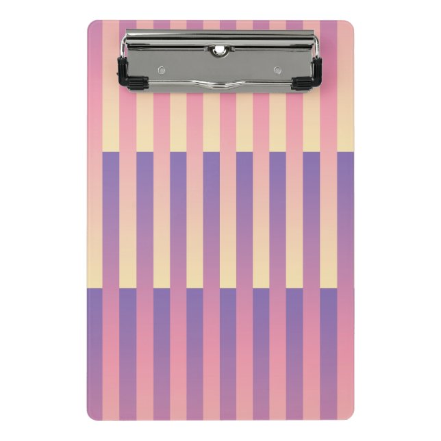Pink Purple Yellow Striped Pattern Mini Clipboard (Front)