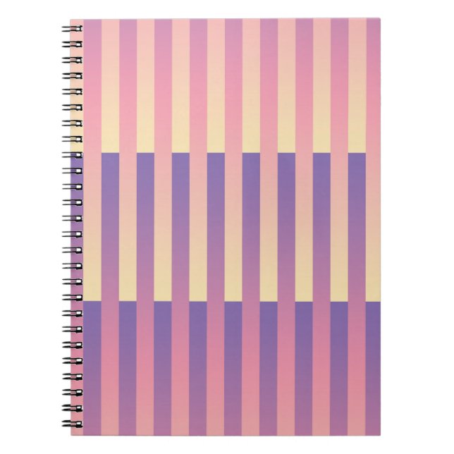 Pink Purple Yellow Striped Pattern Notebook (Front)