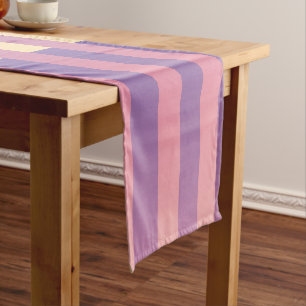 Pink Purple Yellow Striped Pattern Short Table Runner