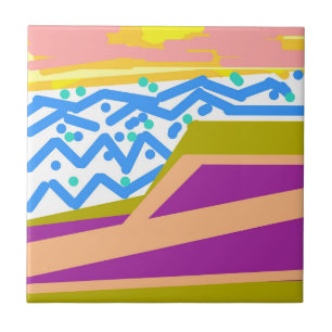 Pink Purple Yellow Sunset Yacht Ceramic Tile